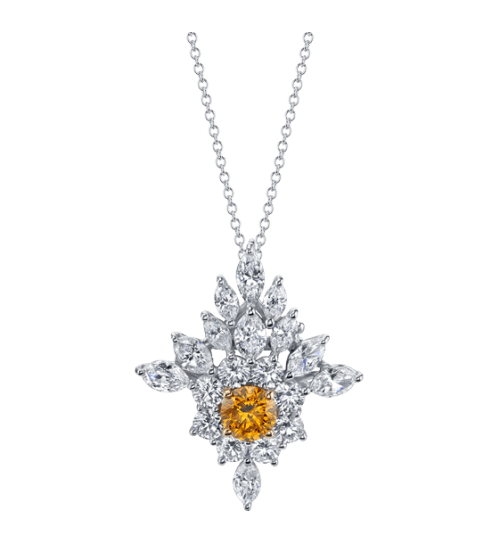 Vault Marquise Diamond and Diamond Pendant in Platinum and 18K Yellow Gold, 18in