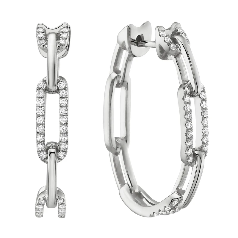 0.33ct Diamond Hoop Earrings in 14K White Gold