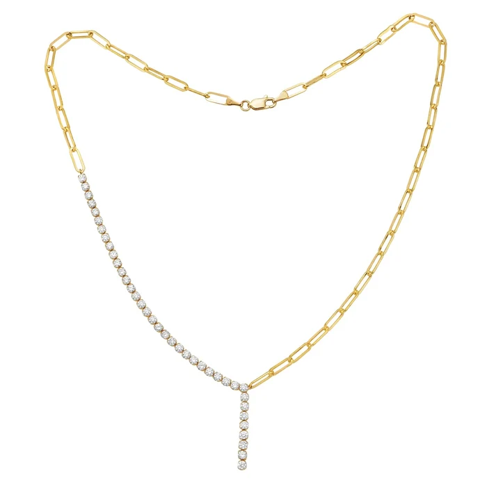 3.02ct Diamond Chain Link Necklace in 14K Yellow Gold
