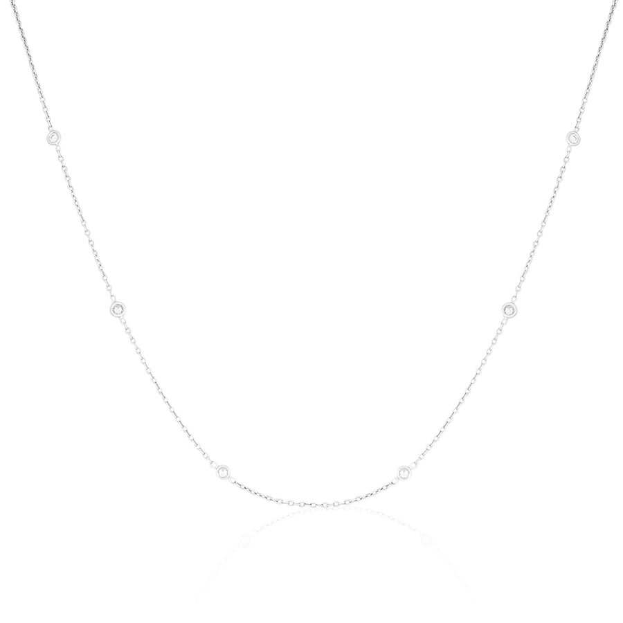 0.30ct Diamond Station Necklace in 18K White Gold, 18"
