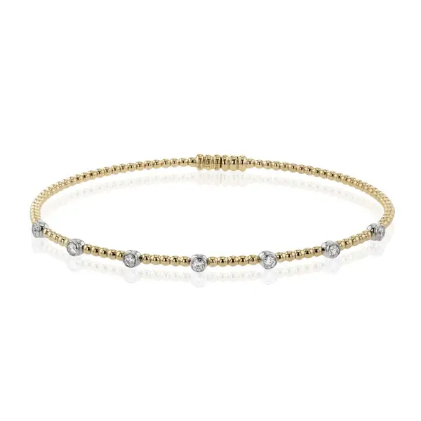 0.23ct Diamond 7 Station Bangle Bracelet in 18K Yellow Gold