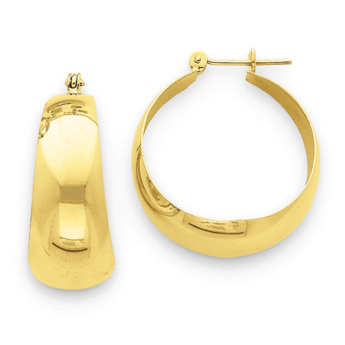Polished Tapered Hoop Earrings in 14K Yellow Gold, 10.5mm
