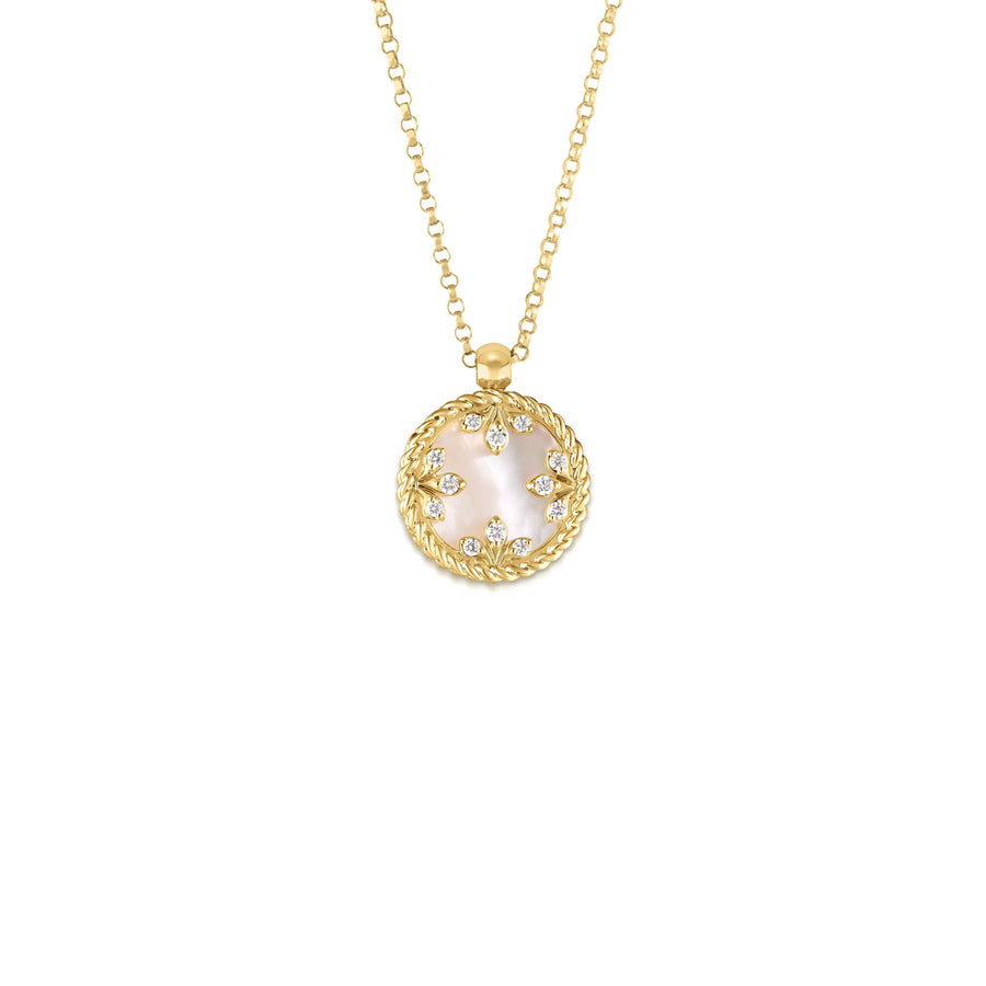 Venetian 2.00ct Mother of Pearl and 0.05ct Diamond Pendant in 18K Yellow Gold, 17" chain