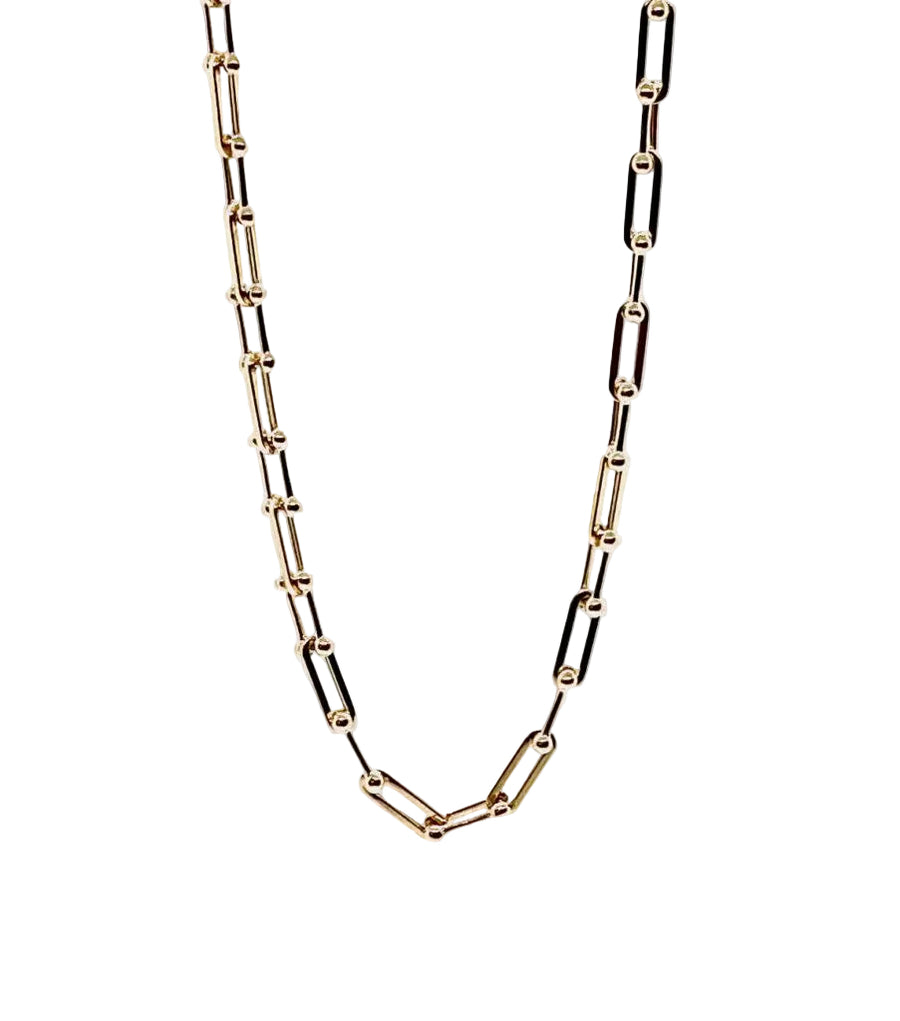Designer Gold Alternating Paperclip Link and Fancy Link Chain in 18K Yellow Gold, 17"