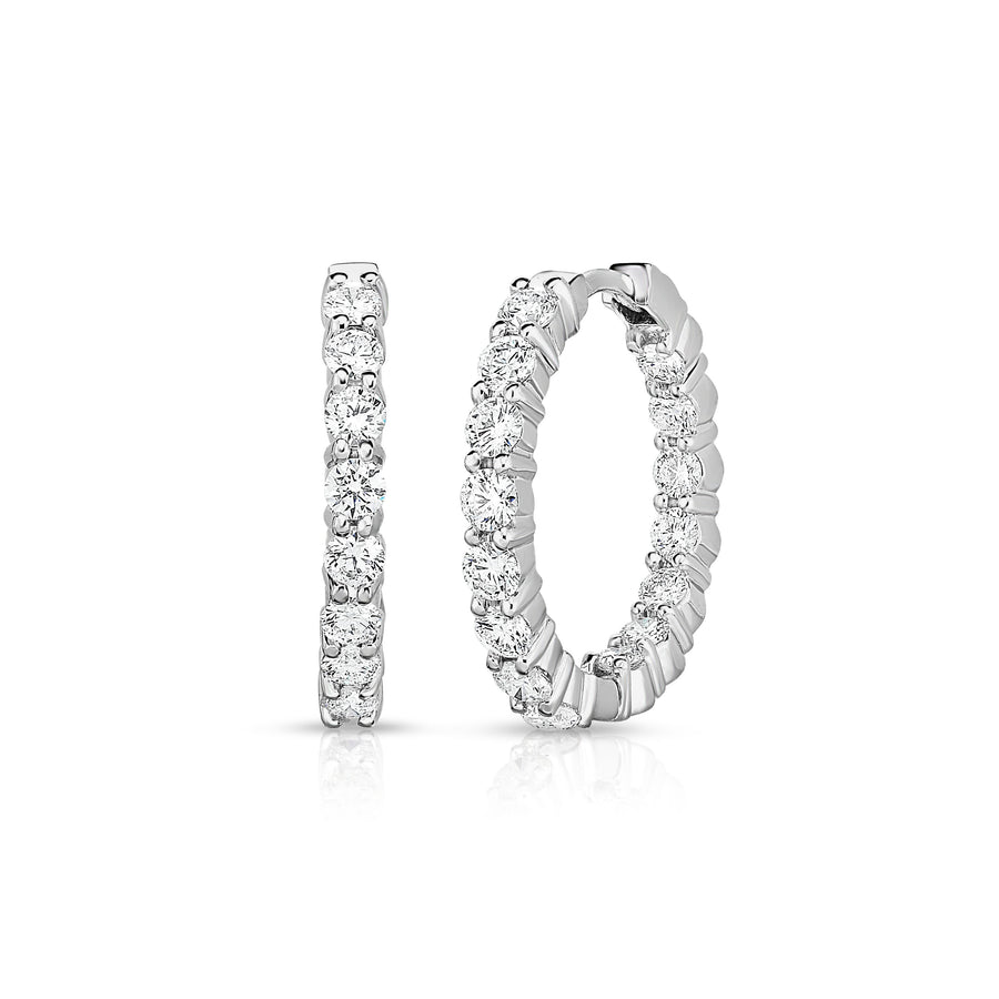 Perfect Diamond 2.35ct Diamond 23mm Inside Out Hoop Earrings in 18K White Gold