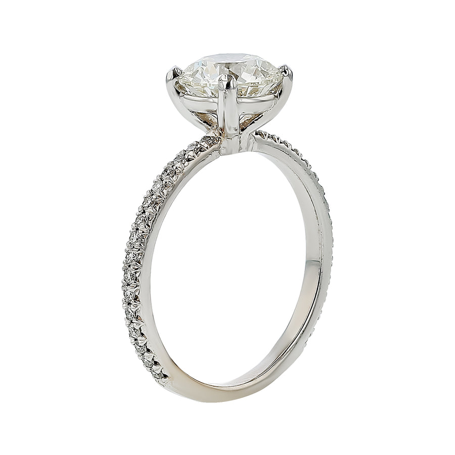 1.50ct Round Brilliant and 0.20ct Diamond Ring in 14K White Gold and Platinum, size 6