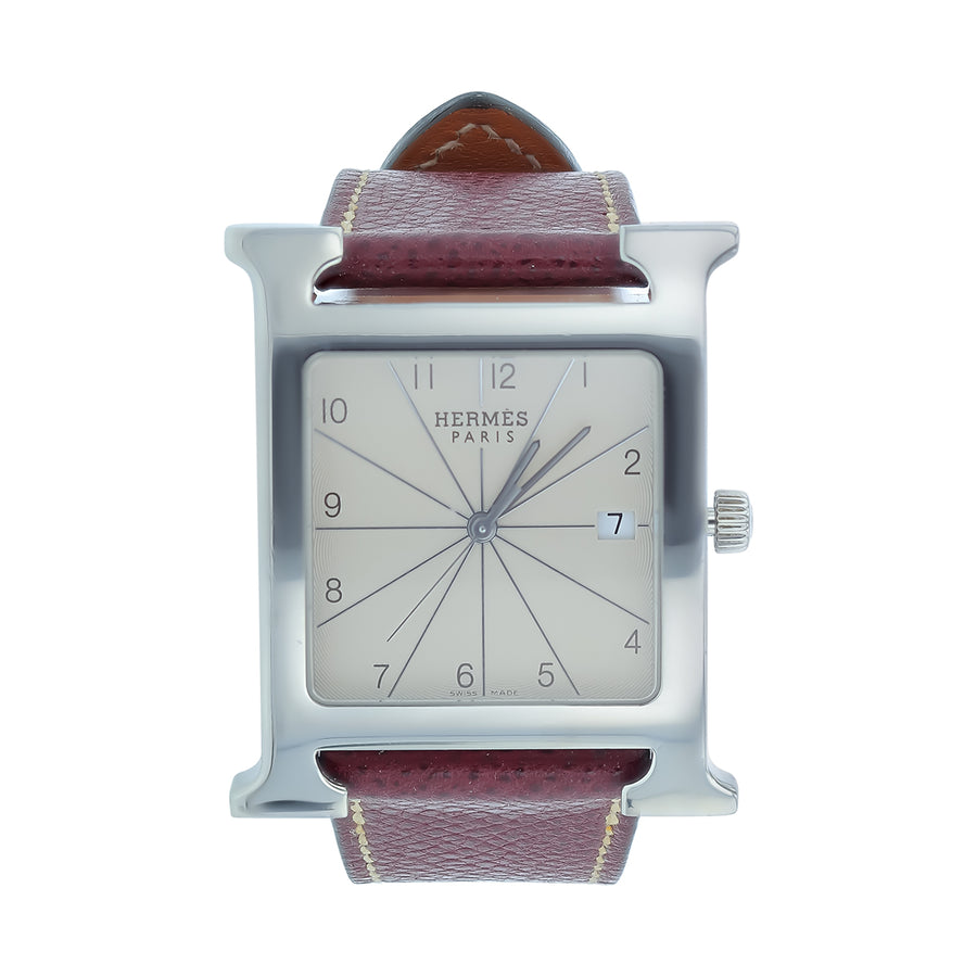 31mm Heremes Heure H Watch with Ivory Dial in Stainless Steel, Strap