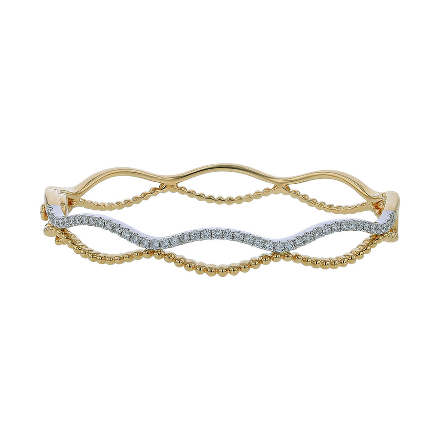 0.78ct Diamond Bangle Bracelet in 14K Yellow and White Gold