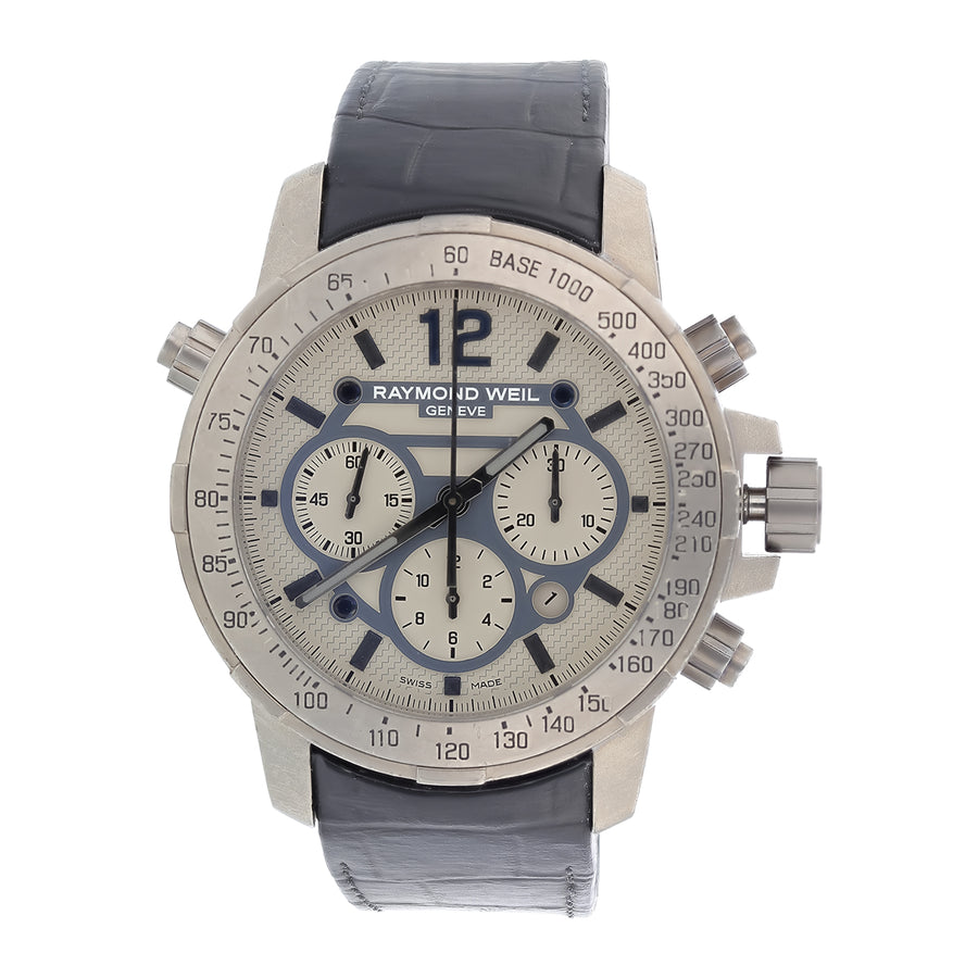 46mm Raymond Weil Nabucco Watch with Cream Dial in Stainless Steel and Titanium, Strap