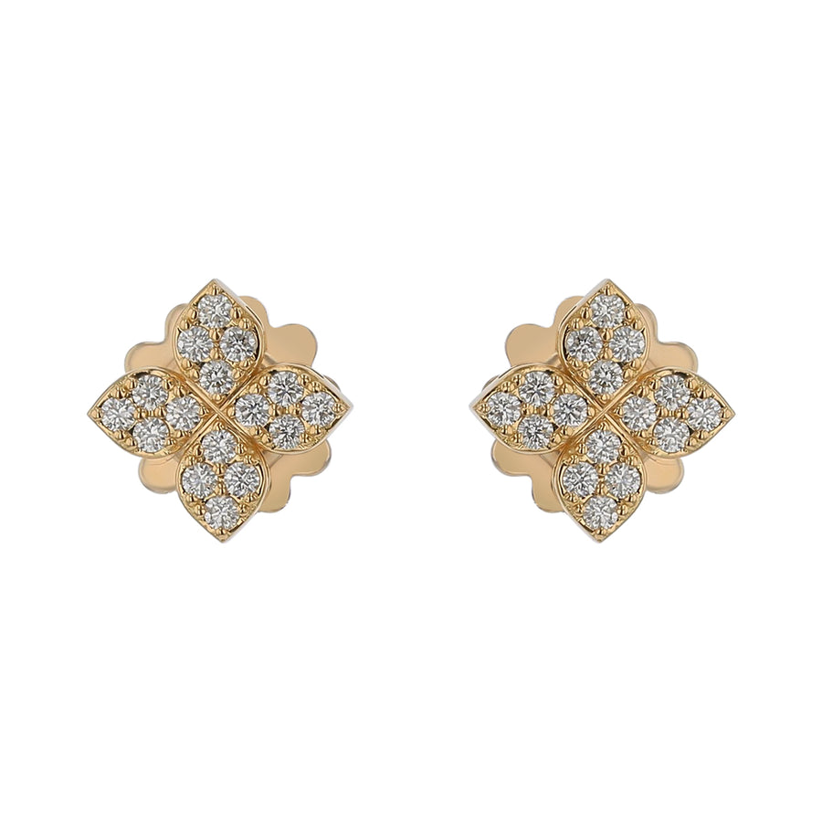Venetian Princess 0.38ct Diamond GH/SI Flower Studs Earrings in 18K Yellow Gold