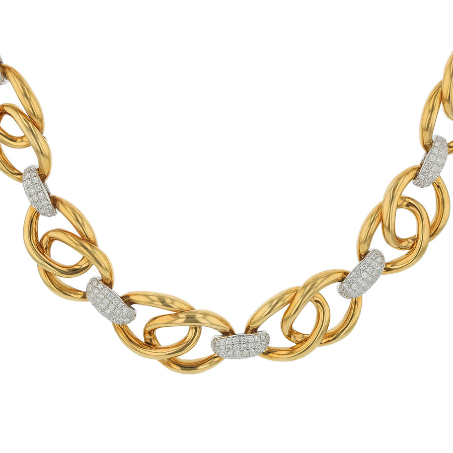 3.25ct Diamond Oval Link Necklace in 18K Yellow Gold, 16"