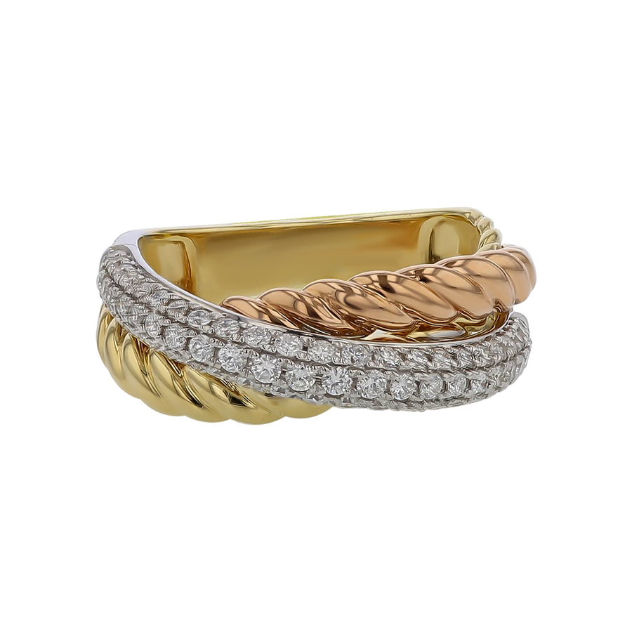 0.70ct Diamond Prong Set Ring in 14K Yellow, White, and Rose Gold, Size 6
