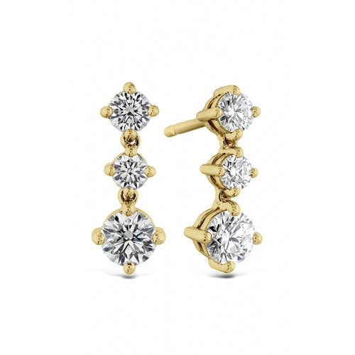 Cascade 0.91-1.01ct Diamond Drop Earrings in 18K Yellow Gold