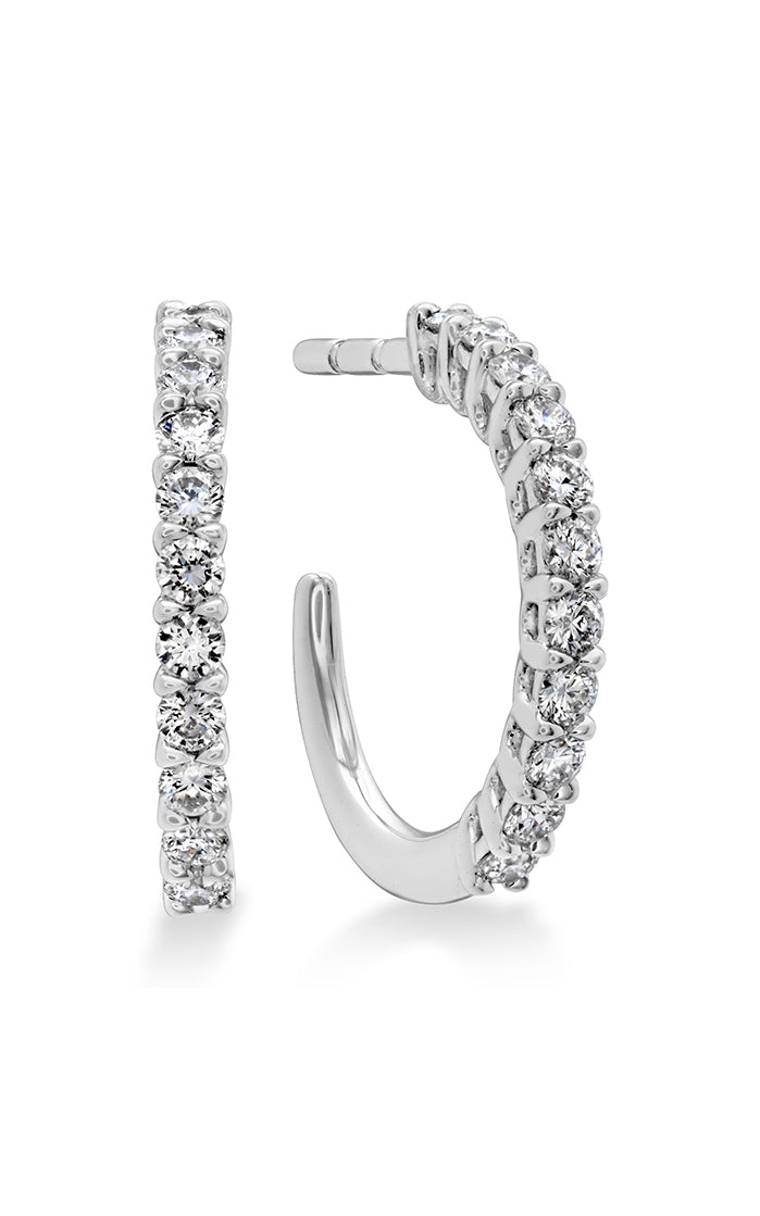 Signature 0.16-0.20ct Diamond Round Hoop Earrings in 18K White Gold