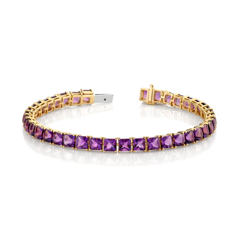 13.26ct Amethyst Tennis Bracelet in 14K Yellow Gold, 7"