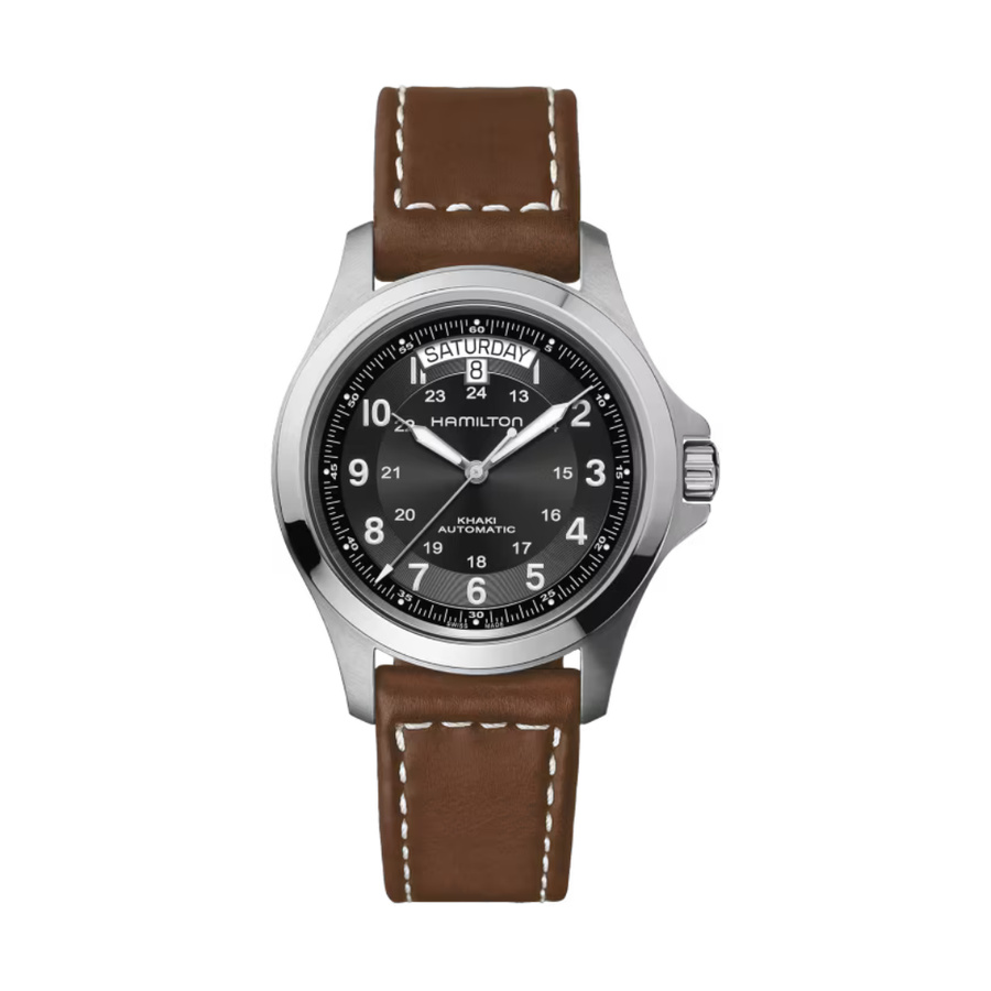 40mm Khaki Field King Automatic Watch with Black Dial in Stainless Steel, Strap