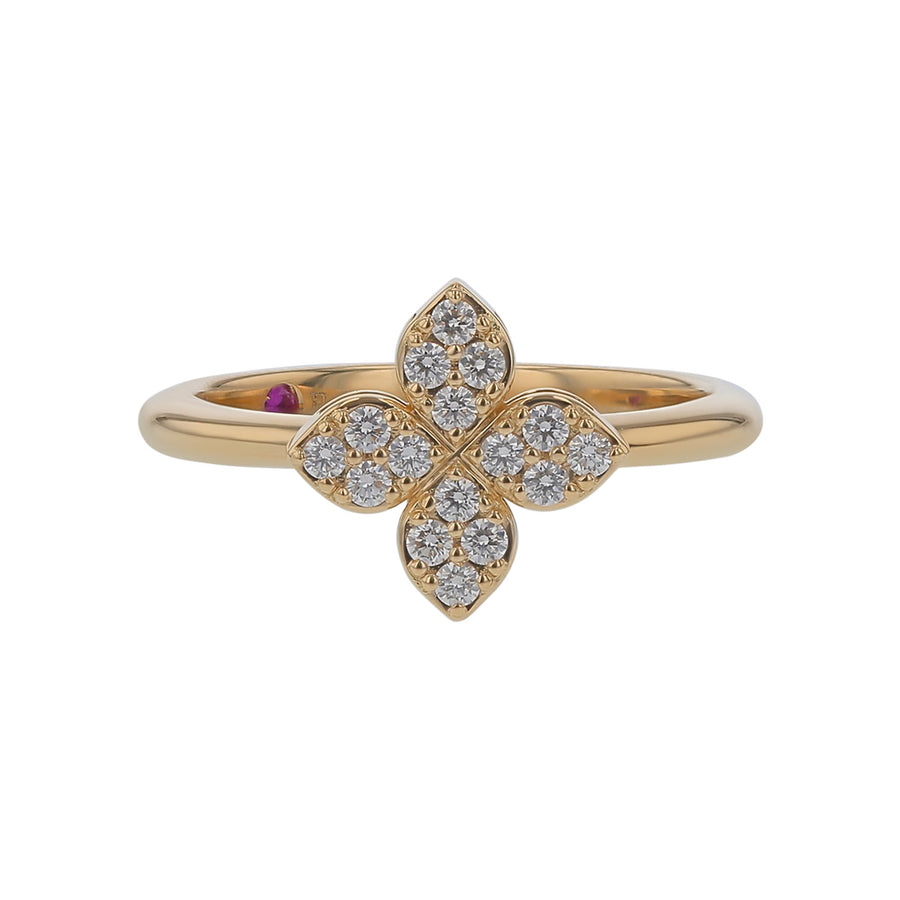 Venetian Princess 0.18ct Diamond Flower Ring in 18K Yellow Gold, Size 6.5