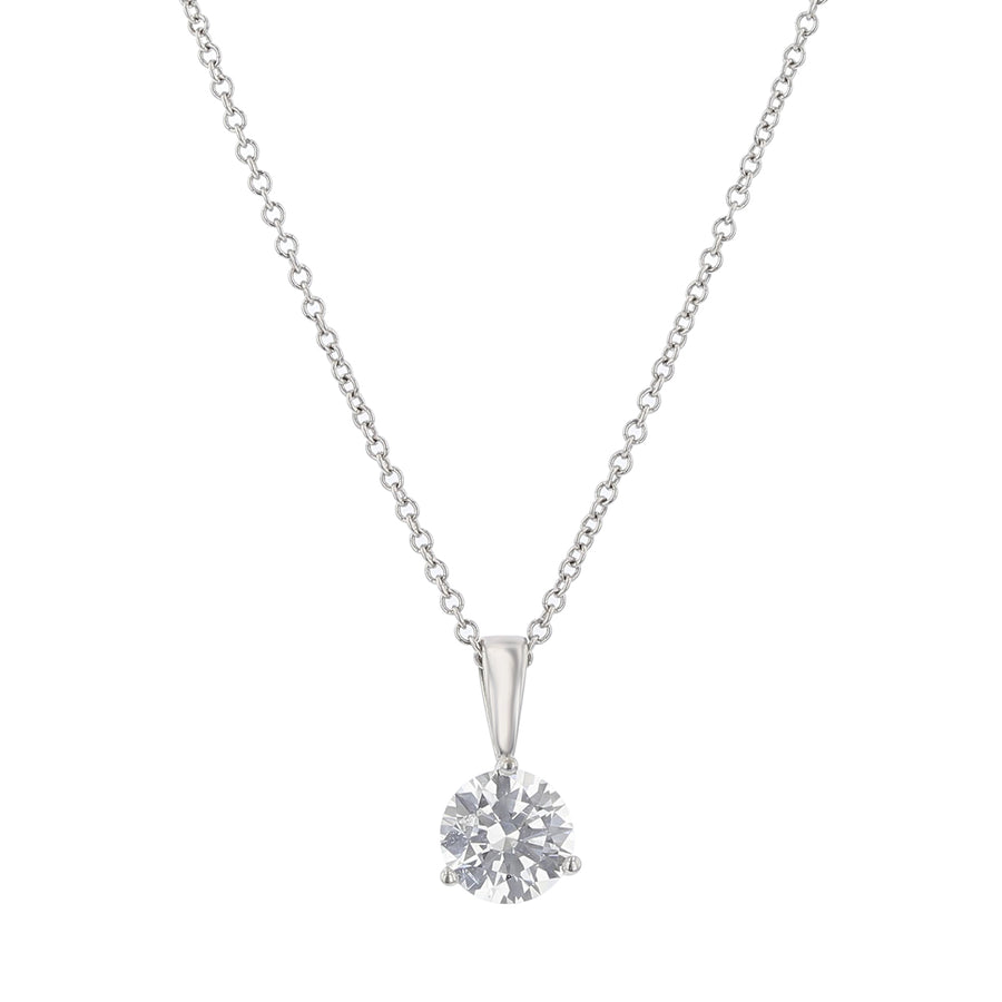 18K WHITE GOLD ROUND BRILLIANT DIAMOND=0.70CT FIRE & ICE PENDANT ON 18"CHAIN