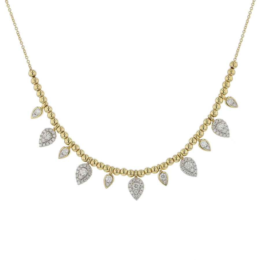 0.73ct Diamond Necklace in 14K Yellow Gold, adjustable 18"