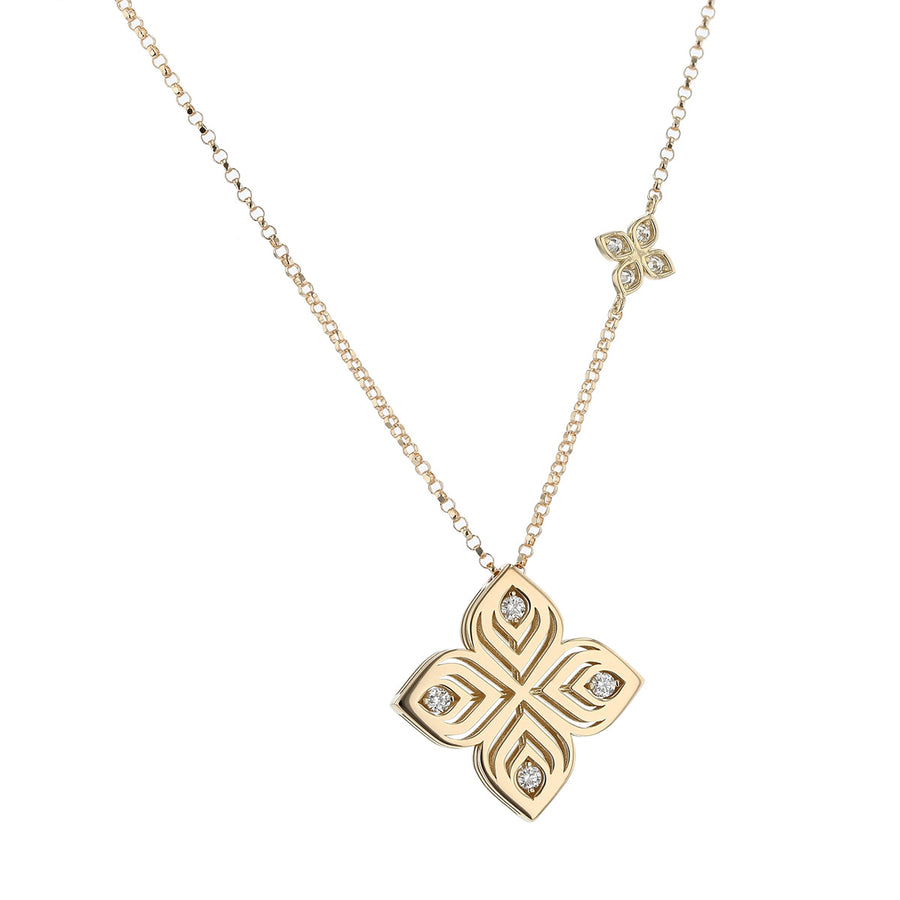 Diamond Arabesque Pendant in 18K Yellow Gold, 17in