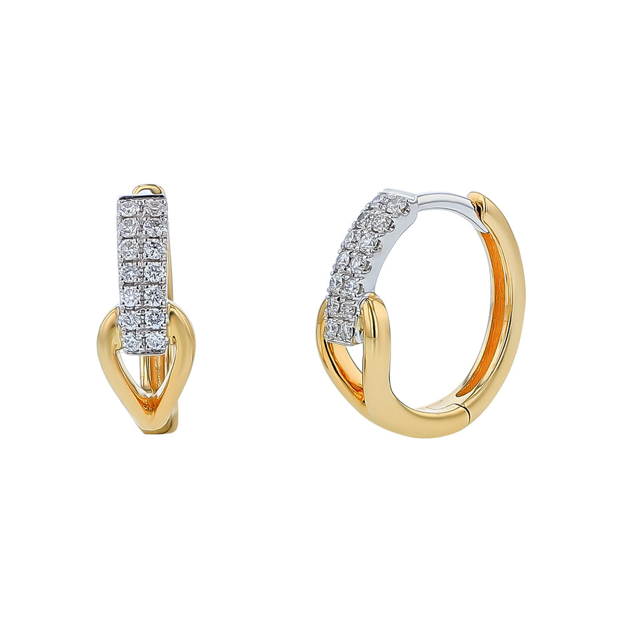 0.16ct Diamond Hoop Earrings in 14K Yellow and White Gold