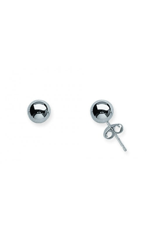 Polished Ball Stud Earrings in 14K White Gold, 6mm