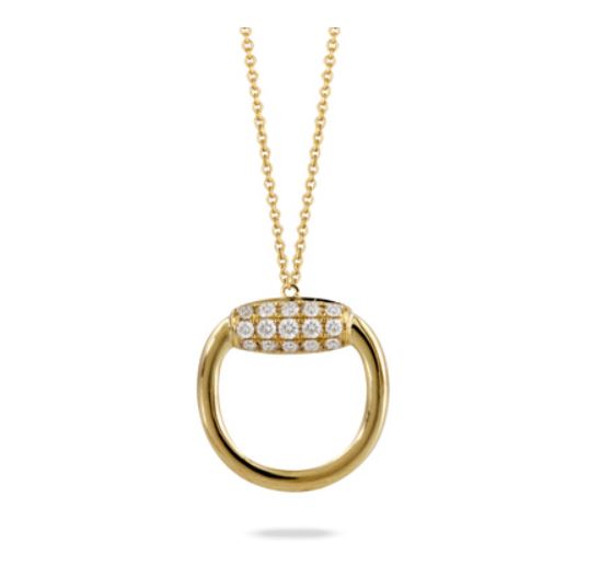 Equestrian 0.22Ct Diamond Pave Stirrup Necklace in 18k Yellow Gold, 18in