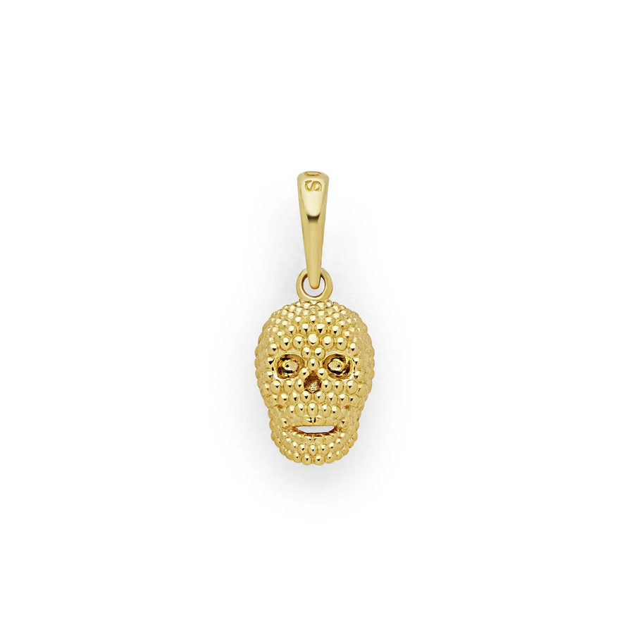Anthem Caviar Skull Pendant in 18K Yellow Gold, without chain