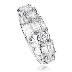 L'Amour 1.00ct Crisscut Diamond Alternating Band in 14K White Gold, size 6.5