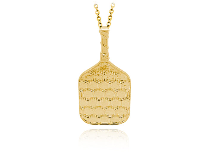Tiny Treasures Pickleball Racket Pendant on Chain in 18k Yellow Gold, 18in