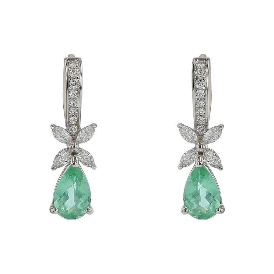 1.53ct Paraiba and 0.46ct Diamond Drop Earrings in Platinum