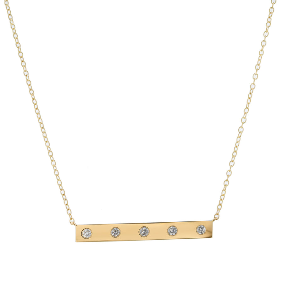 0.14ct Diamond Bar Necklace in 18K Yellow Gold, 16"