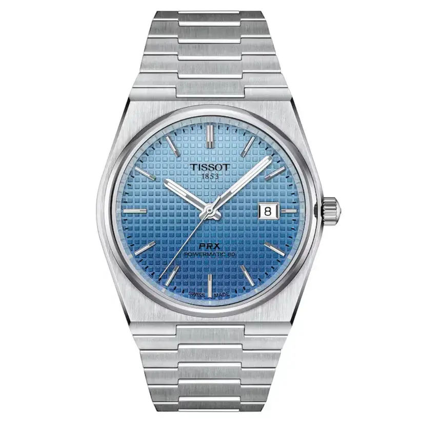 40mm PRX Powermatic 80 Watch with Light Blue Dial in Stainless Steel, Bracelet