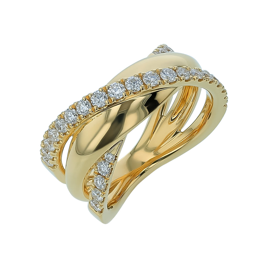 Grace 0.68-0.78ct Diamond Crossover Ring in 18K Yellow Gold, Size 6.5