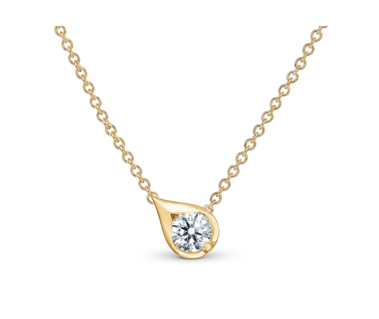 Droplet 0.30ct Diamond Necklace in 18K Yellow Gold, 18"