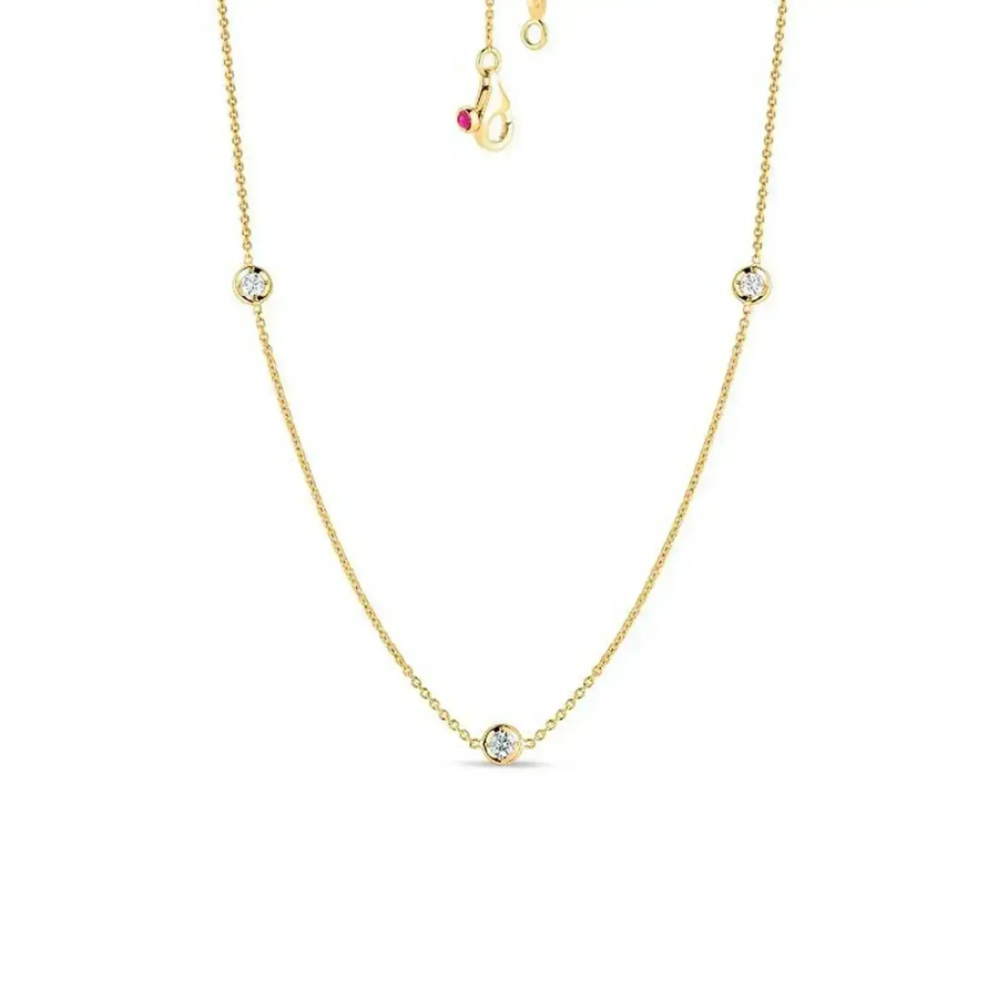 Diamond by the Inch 0.38ct Diamond 3 Station Necklace in 18K Yellow Gold 18"