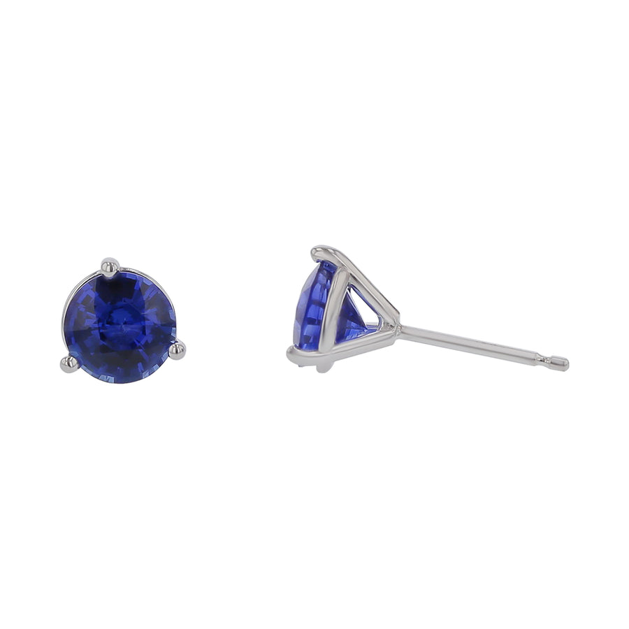 1.89ct Round Sri Lankan Sapphire Stud Earrings in 18k White Gold