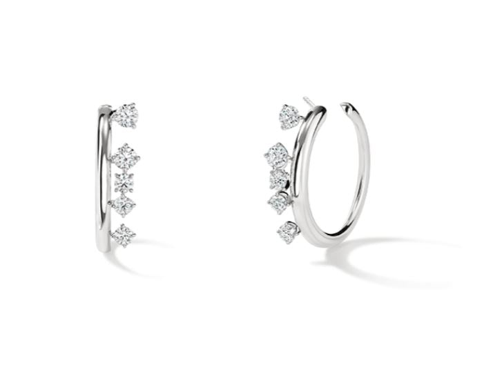 Barre 1.35-1.45Ct Diamond Mini Hoops in 18k White Gold