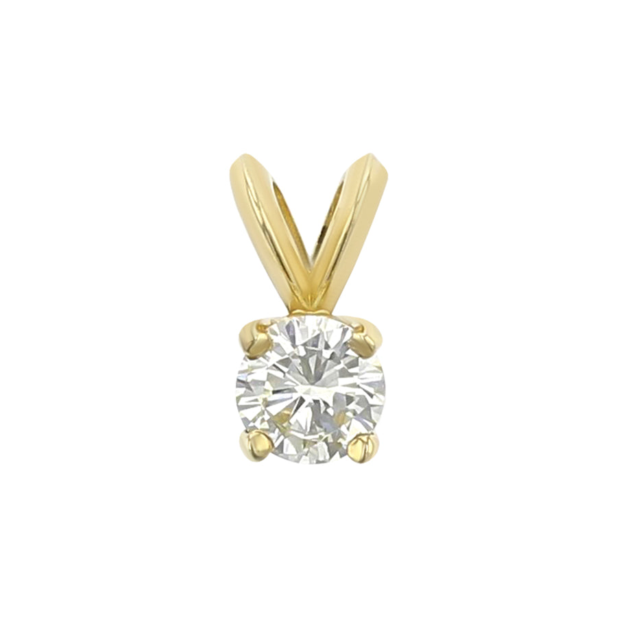 14K Yellow Gold Brilliant Diamond Solitaire Pendant