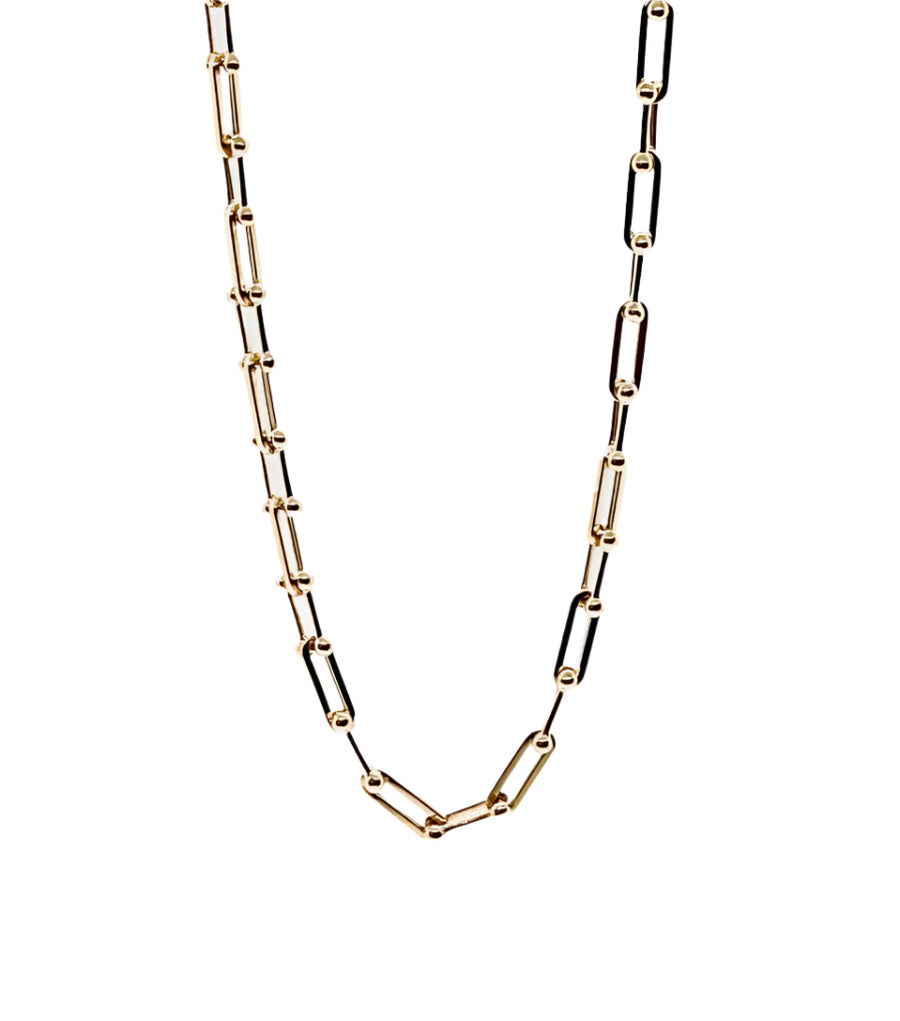 Designer Gold Alternating Paperclip Link and Fancy Link Chain in 18K Yellow Gold, 17"