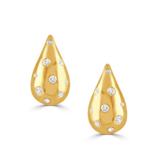 Pouf 0.28ct Diamond Tear Drop Earrings in 18K Yellow Gold