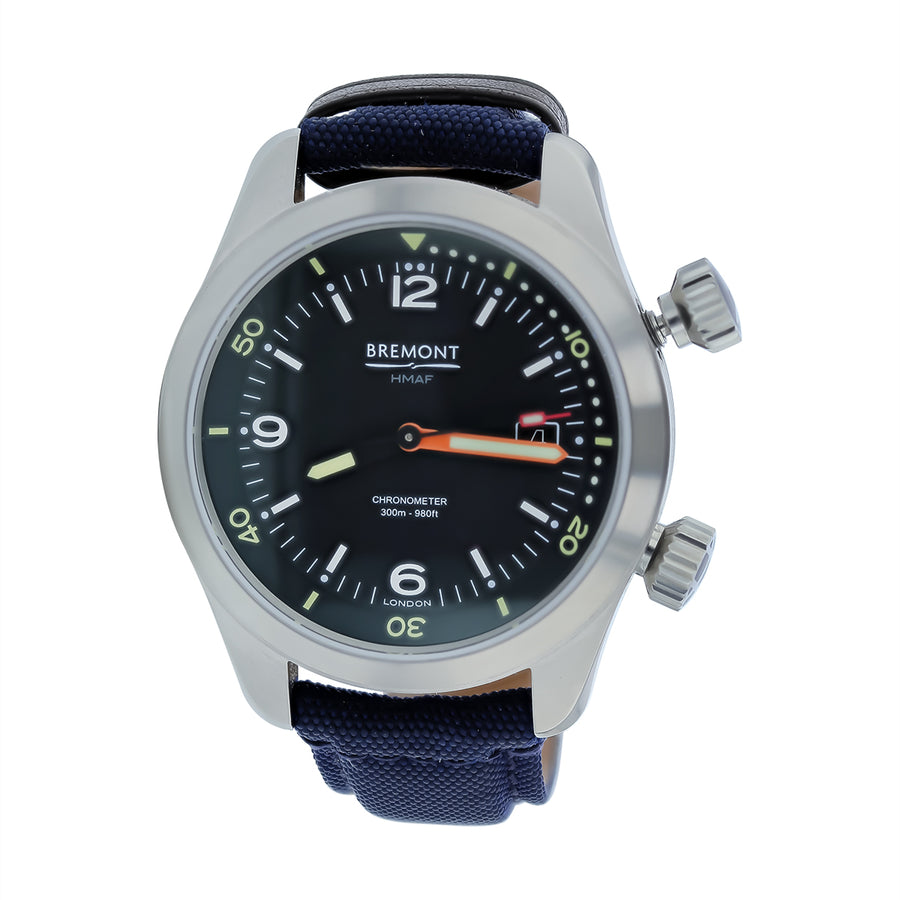 42mm Bremont Argonaut Watch with Black Dial in Stainless Steel, Strap