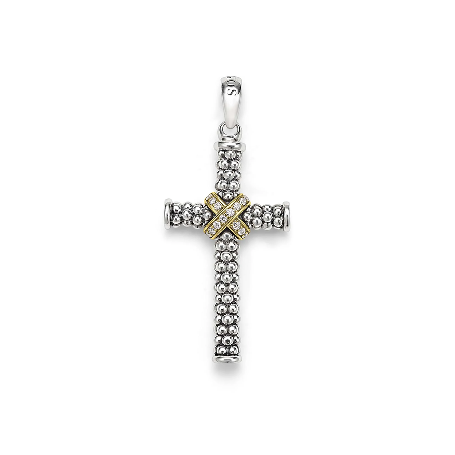 Anthem Diamond 38mm Cross Pendant in Sterling Silver and 18K Yellow Gold