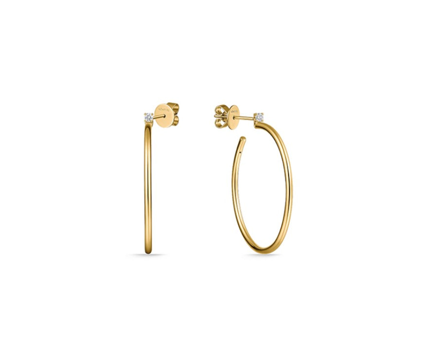 Essentials 0.05-0.10ct Diamond Single Stud Hoop Earrings in 18K Yellow Gold