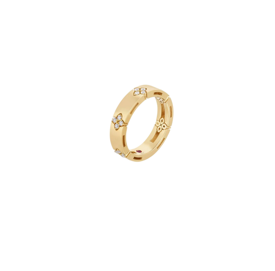 Love in Verona 0.09ct Diamond Ring in 18K Yellow Gold, size 6.5