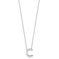 Tiny Treasures 0.05ct Diamond Love Letter "C" Pendant in 18K White Gold, 16-18" chain
