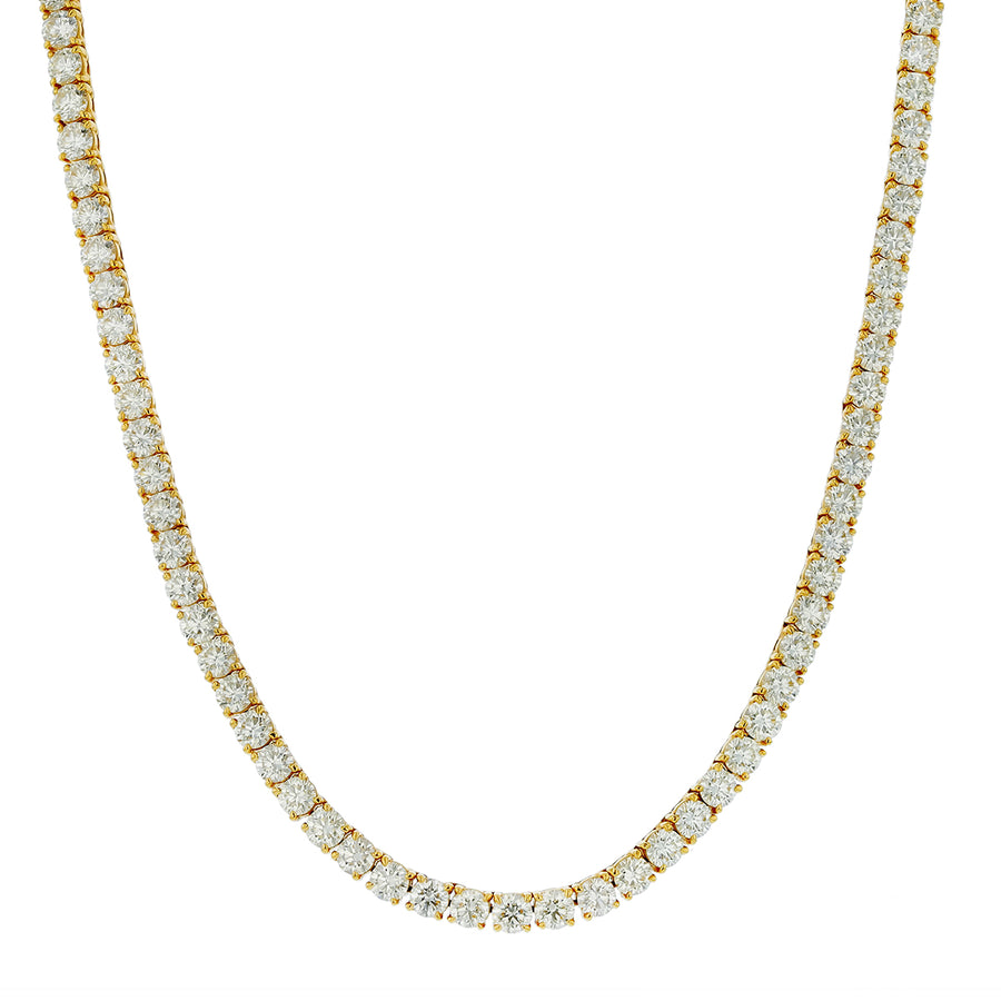 12.30ct Round Diamond G-H/SI Tennis Necklace in 18K Yellow Gold, 17"