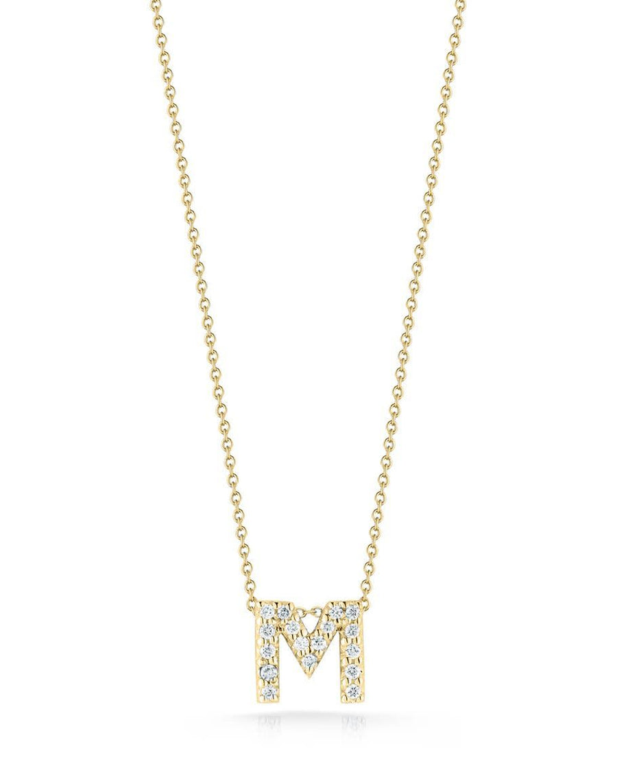 Tiny Treasures 0.08ct Diamond Love Letter "M" Pendant in 18K Yellow Gold, 16-18" chain