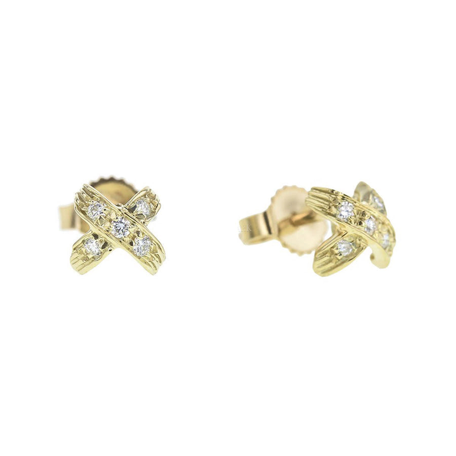 Tiny Treasures 0.09ct Diamond "X" Earrings in 18K Yellow Gold