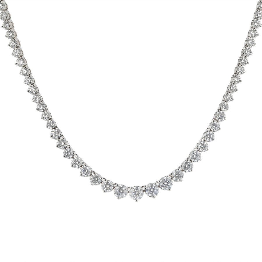 8.15-8.53ct Diamond GH/VS-SI Graduated Line Necklace in 18K White Gold, 18"